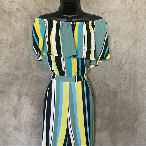 Macy's Bar III Matching Top and Pants Striped Set - Picture 3 of 16